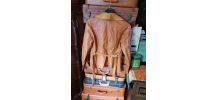 Veste cuir avec ceinture marron claire