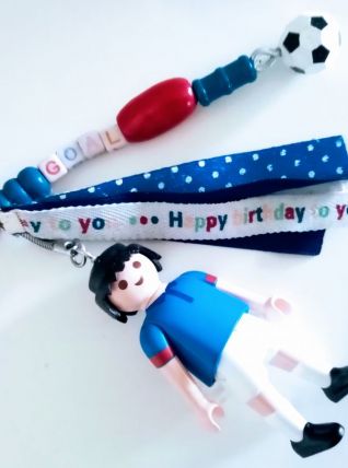 Porte clé Playmobil football français, bijou de sac