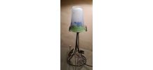 lampe fer forgé , tulipe de type muller ,non signé ,33x12 el