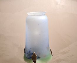 lampe fer forgé , tulipe de type muller ,non signé ,33x12 el