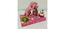 Décor de mariage dinosaure, décor gâteau en rose