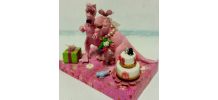 Décor de mariage dinosaure, décor gâteau en rose