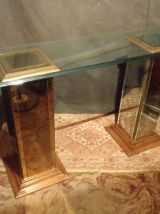 Console vintage verre et miroir année 70.