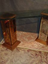 Console vintage verre et miroir année 70.