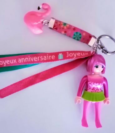 Porte clé Playmobil "anniversaire", bijou de sac