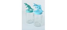 Bocal dinosaure pastel, lot de deux pots de rangement