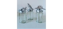 Bocal dinosaure argenté, lot de trois pots de rangement