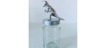 Bocal dinosaure argenté, lot de trois pots de rangement