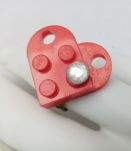 Bague Lego cœur noir ou rouge , anneau réglable