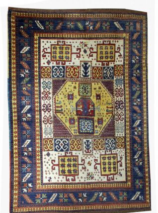 Tapis ancien Caucasien Kazak Karachov fait main, 1B36