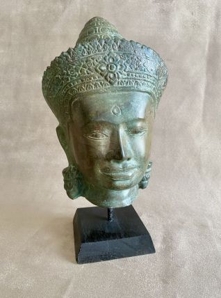 Bronze représentant une tête d’homme khmer