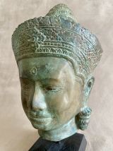 Bronze représentant une tête d’homme khmer