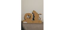 Porte manteau mural '' chat et poisson s n '' 