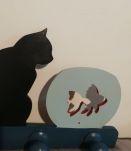 Porte manteau mural '' chat et poisson s n '' 