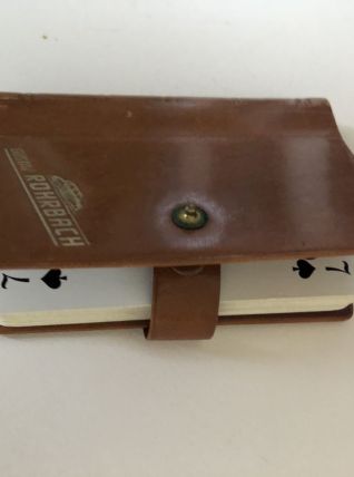 Jeu de cartes etui en cuir 1950