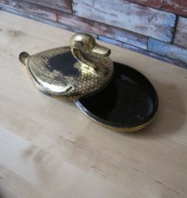 boite en bois forme canard peint 