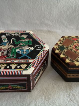LOT 2 boites bijoux bois et nacre