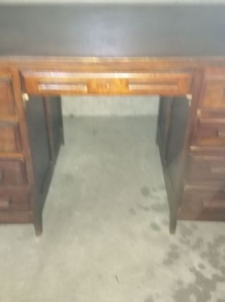 Bureau chêne vintage années 60 deux colonnes de tiroirs