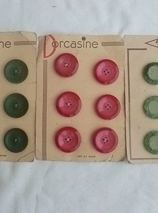 lot de 3 cartes avec Boutons vintage