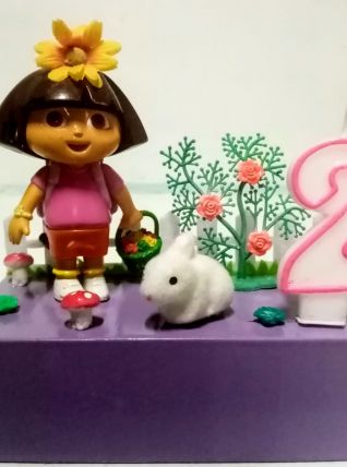 Bougeoir d'anniversaire Dora, Exploratrice, bougie chiffre