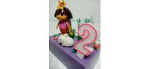 Bougeoir d'anniversaire Dora, Exploratrice, bougie chiffre