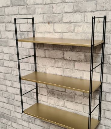 etagere acier   string   vintage 1960  bronze et noir , 47x6