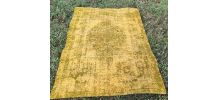 tapis design style délavé  vert et jaune 149x230tres bon eta