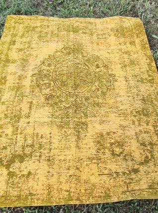 tapis design style délavé  vert et jaune 149x230tres bon eta