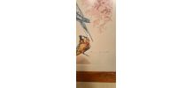 lithographie  oiseaux signé  1996 dans beau cadre en loupe 8