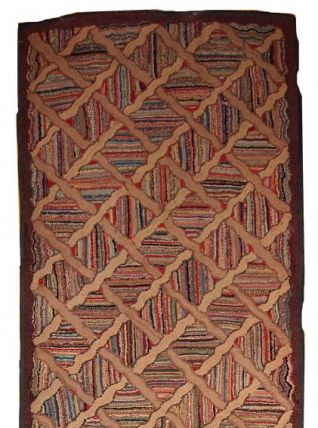 Tapis ancien Américain Hooked fait main, 1B439
