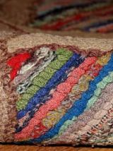 Tapis ancien Américain Hooked fait main, 1B439
