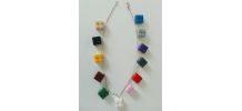 Collier Lego, briques Lego multicolores, chaîne argentée
