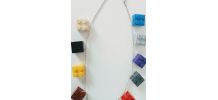 Collier Lego, briques Lego multicolores, chaîne argentée