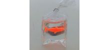 Bague poisson rouge dans un sac, argentée, réglable