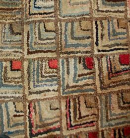 Tapis ancien Américain Hooked fait main, 1B497