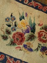 Tapis ancien Américain Hooked fait main, 1B499