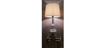 lampe en porcelaine craquelé et pied doré style deluxe 1970 