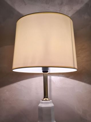 lampe en porcelaine craquelé et pied doré style deluxe 1970 