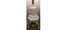 lampe en porcelaine craquelé et pied doré style deluxe 1970 