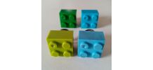 Pin's Lego, lot de 4 en vert et bleu, pour cravate, veste