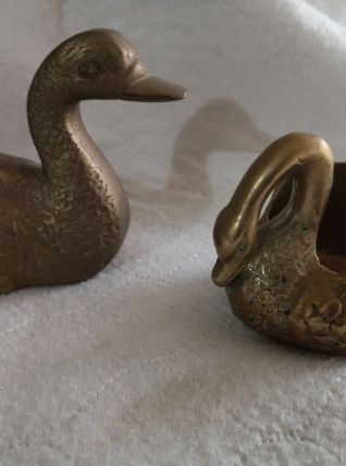 1 Cigne baguier bronze et une oie en Laiton 