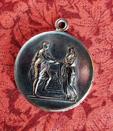 Médaille de mariage en argent 19ème siècle dos vierge