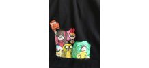 Sweat à capuche noir t xl peint main cartoon par wendy bon e