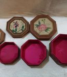 LOT 3 PETITES Boites bois  tissus et Broderies
