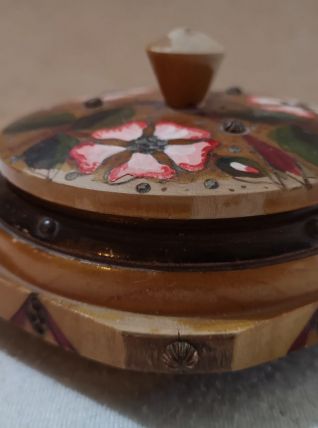 Boite à bijoux en bois peinte période 1950 
