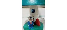 Lampe Playmobil de chevet fusée et astronaute, étoiles dorée