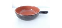 Ancien poêlon ou casserole en grès terre vernissé
