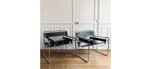 Marcel Breuer - Chaise Wassily B3 en cuir noir