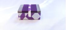 Jolie boîte en bois et tissus africain wax violet
