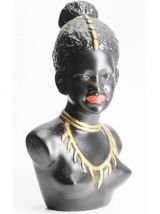 Buste de femme africaine en plâtre ancien